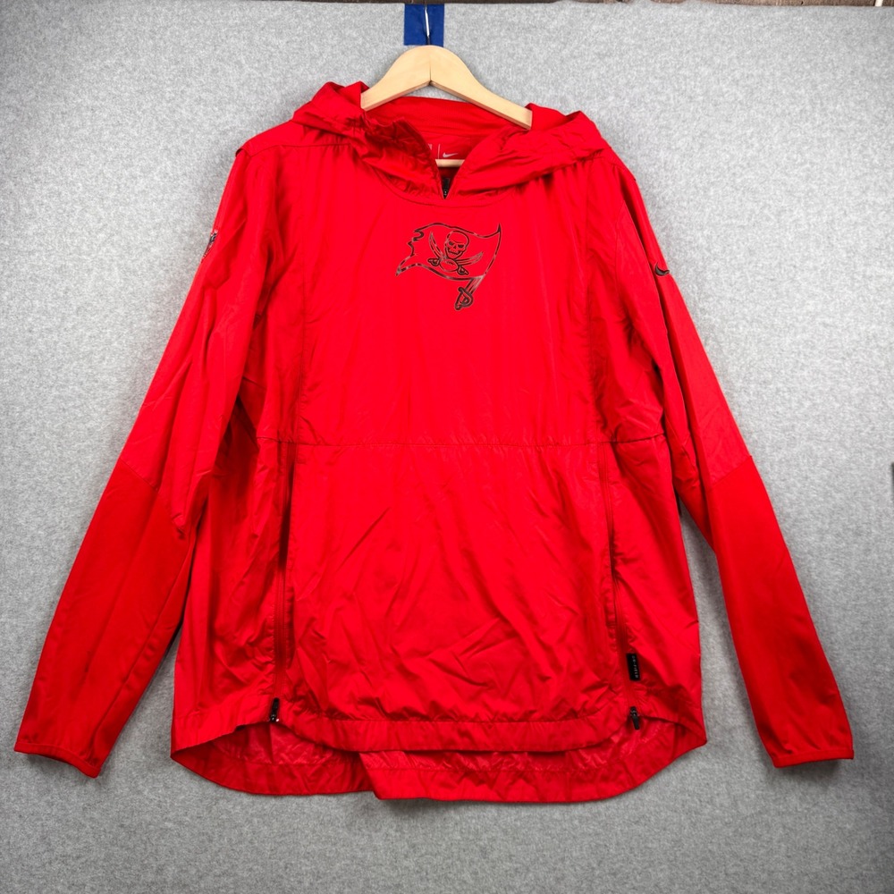 Nike Tampa Bay Buccaneers Windbreaker Mens Large Red NFL Onfield Pullover Hoodie
